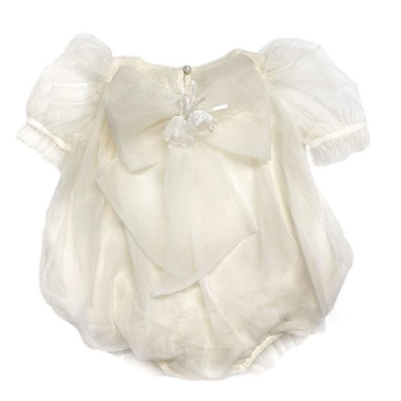 Baby White Christmas Outfit, Baby White Romper, Baby Baptism Outfit, Baby Romper - Picture 2 of 3